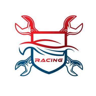 Otomobil Servisi Logo Vektör İllüstrasyon şablonu. Modern Araba Servisi logo siluet tasarımı. Araba tamiri, dağıtım, garaj ve servis için soyut araba logo vektör çizimi.