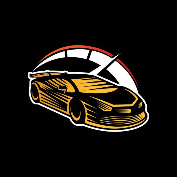 自動車ロゴアイコンベクトルイラストテンプレート 現代スポーツカーベクトルロゴアイコンシルエットデザイン 車の修理 ディーラー ガレージやサービスのための自動車のロゴベクトルイラスト — ストックベクタ