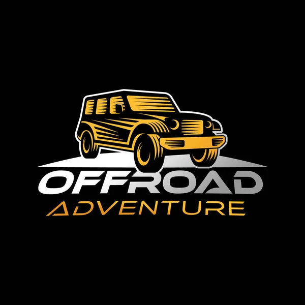 Road Car Adventure Logo Vector Illusztráció Offroad Suv Autó Vektor — Stock Vector