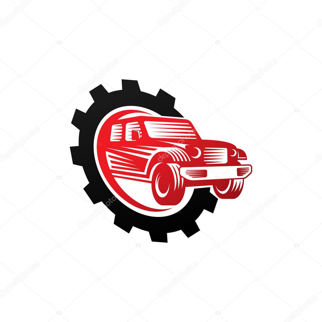 Off-road Car Adventure Logo Vector Illustration. Offroad suv Car vector logo icon silhouette design. Offroad Rally Car logo vector illustration for car repair, dealer, garage and service.