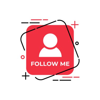 Sosyal medya için beni takip et simgesi vektörü. Simge Vektör tasarım şablonunu takip et. Video kanalı, blog, sosyal medya konsepti ve arkaplan pankartı için simge veya düğmeyi izle