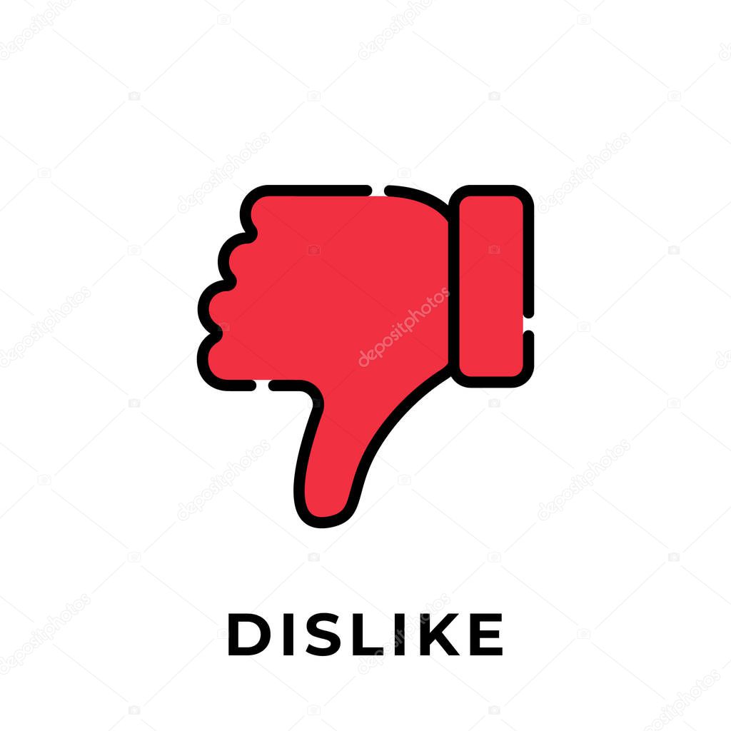 Dislike button icon for social media. Thumbs down icon button Vector illustration design template. Dislike icon or button for video channel, blog, social media and background banner