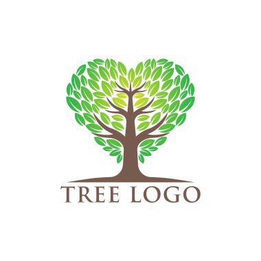 Ağaç Logosu tasarım vektör çizimi. Doğa, tarım ve tarım sektörü için yaratıcı tasarım konseptinde soyut ağaç logosu vektörü. Ağaç Logosu, simge, işaret ve sembol vektör tasarımı illüstrasyonu.