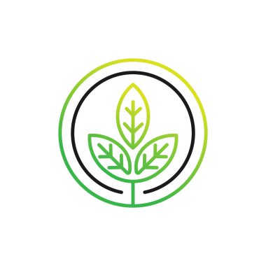 Yaprak Logosu tasarım vektör çizimi. Doğa, tarım ve tarım sektörü için yaratıcı tasarım konseptinde soyut Yaprak Logosu taşıyıcısı. Ağaç Yaprağı Logosu, simge, işaret ve sembol vektör tasarımı illüstrasyonu