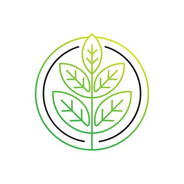 Yaprak Logosu tasarım vektör çizimi. Doğa, tarım ve tarım sektörü için yaratıcı tasarım konseptinde soyut Yaprak Logosu taşıyıcısı. Ağaç Yaprağı Logosu, simge, işaret ve sembol vektör tasarımı illüstrasyonu