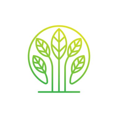 Yaprak Logosu tasarım vektör çizimi. Doğa, tarım ve tarım sektörü için yaratıcı tasarım konseptinde soyut Yaprak Logosu taşıyıcısı. Ağaç Yaprağı Logosu, simge, işaret ve sembol vektör tasarımı illüstrasyonu