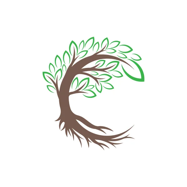 Ağaç Logosu Tasarım Vektör Çizimi Doğa Tarım Tarım Sektörü Için — Stok Vektör