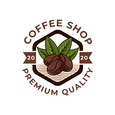 Kahve Logosu tasarımı vektör çizimi. Kafe ve restoran amblemi için Retro Vintage Kahve Logosu tasarımı konsepti. Logo, simge, etiket, rozet, imza ve sembol için kahve dükkanı vektör tasarımı.
