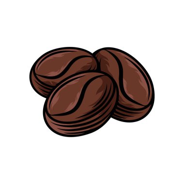 Kahve Fasulyesi Logosu tasarım vektör çizimi. Cafe ve restoran için klasik kahve çekirdeği logosu tasarımı konsepti. Logo, simge, etiket, rozet, işaret ve sembol için soyut kahve çekirdeği vektör tasarımı