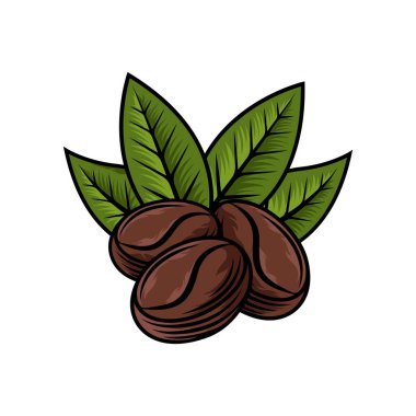 Kahve Fasulyesi Logosu tasarım vektör çizimi. Cafe ve restoran için klasik kahve çekirdeği logosu tasarımı konsepti. Logo, simge, etiket, rozet, işaret ve sembol için soyut kahve çekirdeği vektör tasarımı