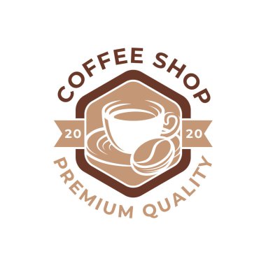 Kahve Logosu tasarımı vektör çizimi. Kafe ve restoran amblemi için Retro Vintage Kahve Logosu tasarımı konsepti. Logo, simge, etiket, rozet, imza ve sembol için kahve dükkanı vektör tasarımı.