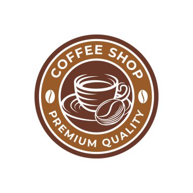 Kahve Logosu tasarımı vektör çizimi. Kafe ve restoran amblemi için Retro Vintage Kahve Logosu tasarımı konsepti. Logo, simge, etiket, rozet, imza ve sembol için kahve dükkanı vektör tasarımı.
