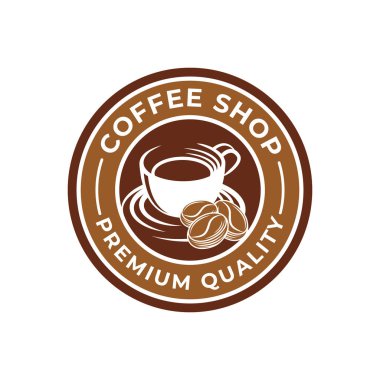 Kahve Logosu tasarımı vektör çizimi. Kafe ve restoran amblemi için Retro Vintage Kahve Logosu tasarımı konsepti. Logo, simge, etiket, rozet, imza ve sembol için kahve dükkanı vektör tasarımı.