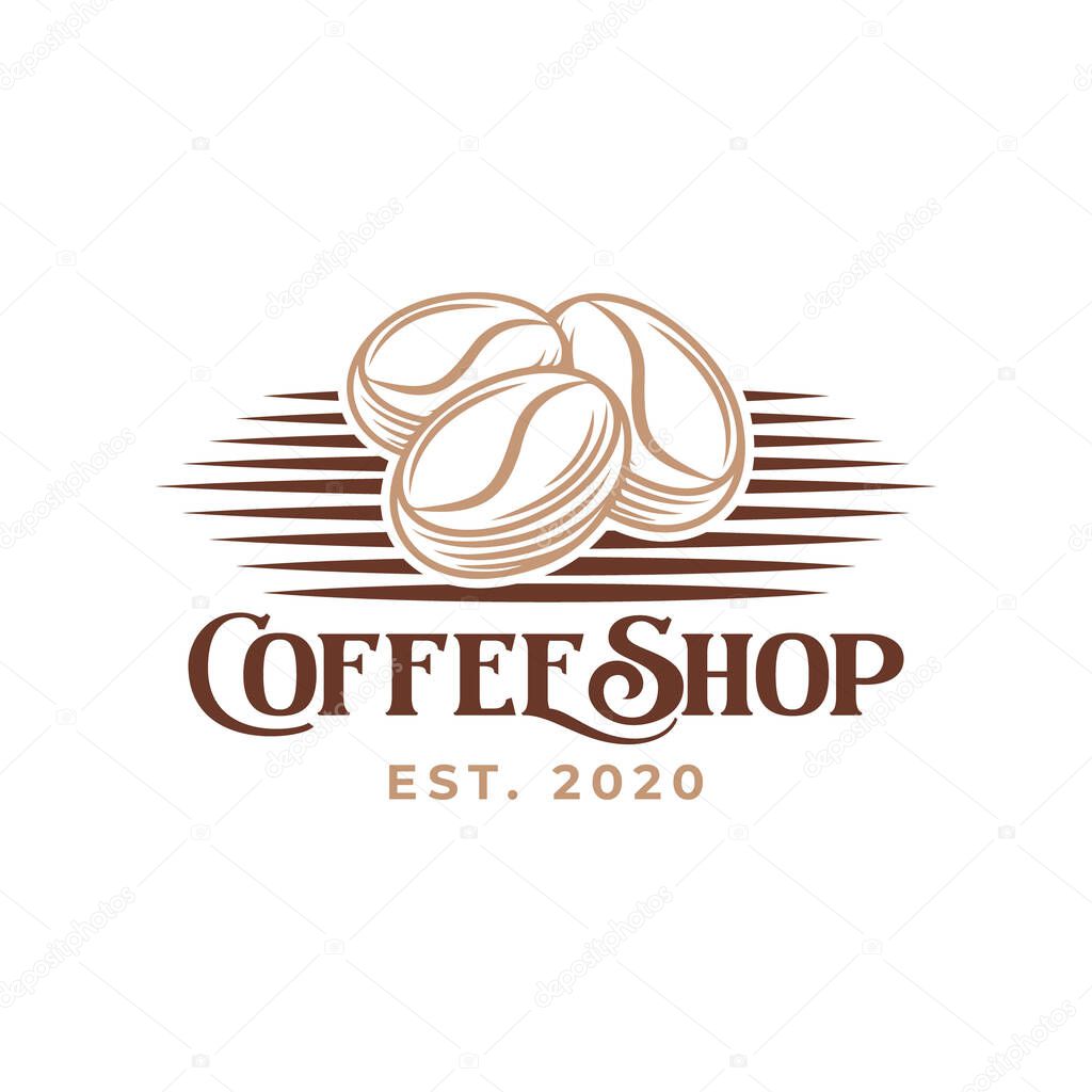 Coffee Logo design vector illustration. Vintage Coffee Logo vector design concept for cafe and restaurant. Abstract Coffee Shop vector design for Logo, icon, label, badge, sign and symbol.