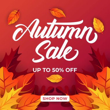 Dekoratif yapraklı sonbahar indirimi arka plan vektörü. Sonbahar Satış Vektörü arkaplan Çizimi. Reklam, el ilanı, web afişi, poster, broşür için soyut sonbahar indirimi tasarım şablonu