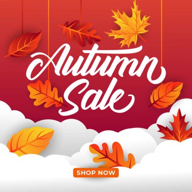 Dekoratif yapraklı sonbahar indirimi arka plan vektörü. Sonbahar Satış Vektörü arkaplan Çizimi. Reklam, el ilanı, web afişi, poster, broşür için soyut sonbahar indirimi tasarım şablonu
