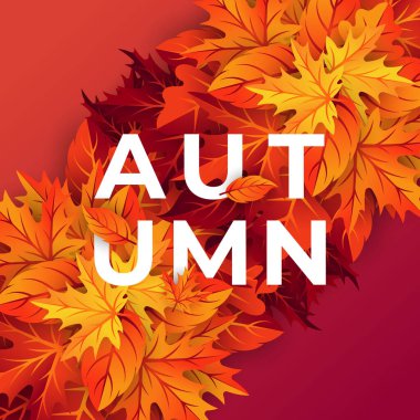 Dekoratif yapraklı sonbahar arka plan vektörü. Sonbahar sonbahar sonbahar vektörü arkaplan şablonu. Reklam, poster, afiş, broşür, davetiye, web sitesi veya tebrik kartı için soyut sonbahar arkaplan tasarımı şablonu