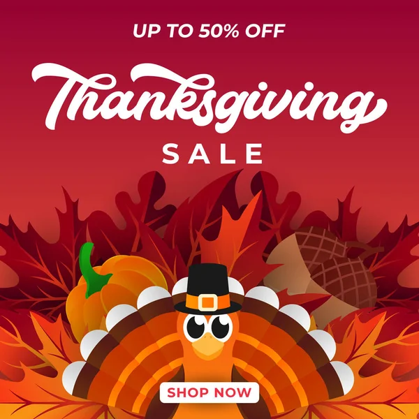 Happy Thanksgiving day sale background vector with decorative leaves. Abstract Happy Thanksgiving holiday sale vector background design template for advertising, flyer, web banner, poster, brochure