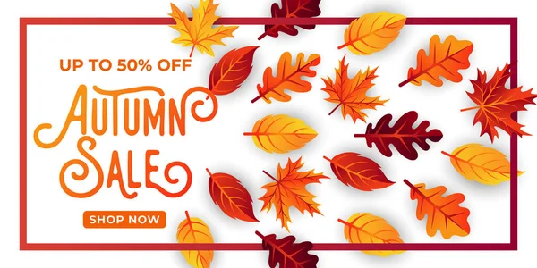 Herbst Verkauf Hintergrund Vektor Mit Dekorativen Blättern Autumn Sale Vector — Stockvektor