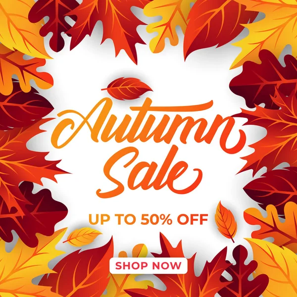 Otoño Venta Vector Fondo Con Hojas Decorativas Otoño Venta Vector — Archivo Imágenes Vectoriales