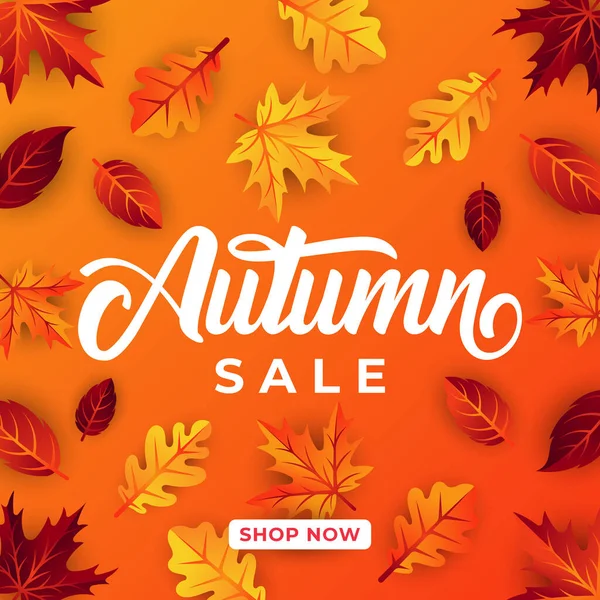 Otoño Venta Vector Fondo Con Hojas Decorativas Otoño Venta Vector — Archivo Imágenes Vectoriales