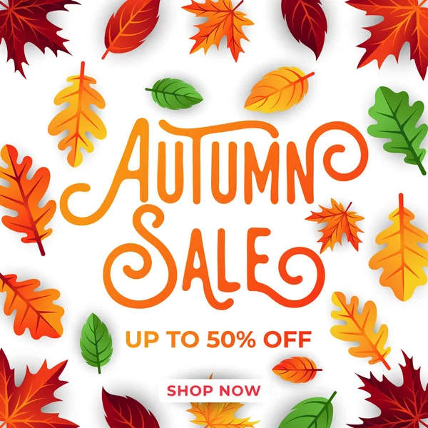 Otoño Venta Vector Fondo Con Hojas Decorativas Otoño Venta Vector — Archivo Imágenes Vectoriales