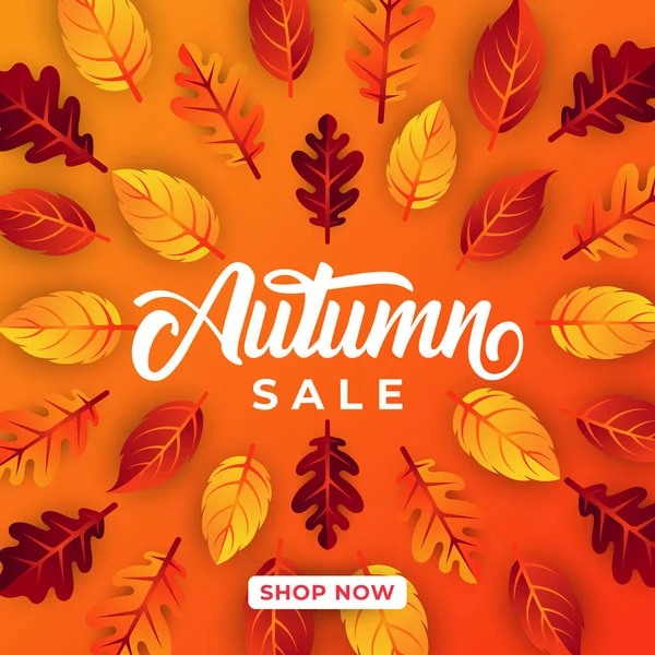 Herbst Verkauf Hintergrund Vektor Mit Dekorativen Blättern Autumn Sale Vector — Stockvektor