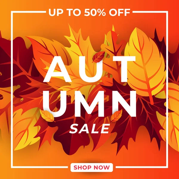 Otoño Venta Vector Fondo Con Hojas Decorativas Otoño Venta Vector — Archivo Imágenes Vectoriales