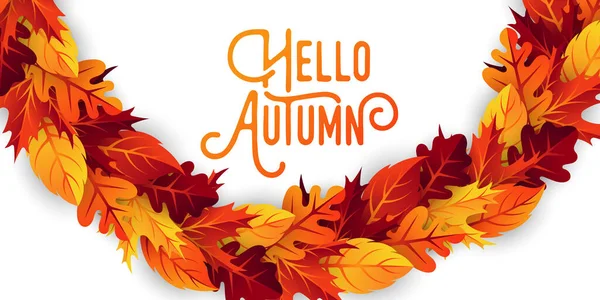 Vetor Fundo Outono Com Folhas Decorativas Outono Cair Vector Modelo — Vetor de Stock