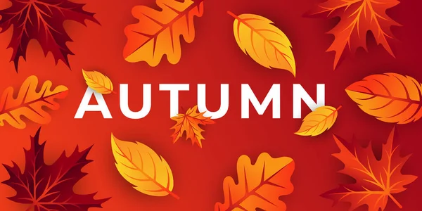 装飾的な葉を持つ秋の背景ベクトル 秋のベクトル背景テンプレート 要旨広告 ポスター バナー チラシ 招待状 ウェブサイト グリーティングカードの秋の背景デザインテンプレート — ストックベクタ
