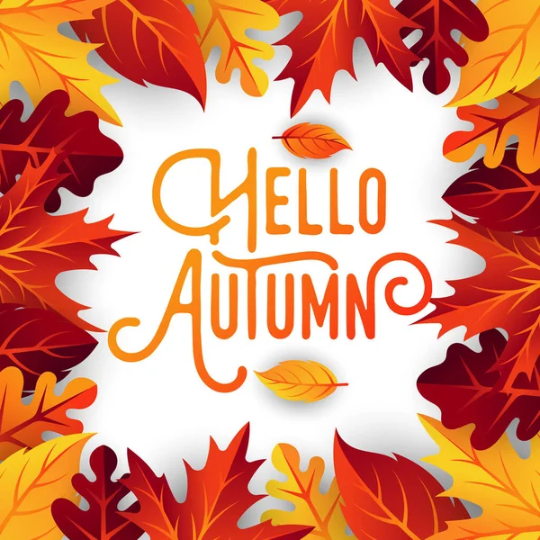 Autumn Background Vector Decorative Leaves Autumn Fall Vector Background Template — Stock Vector