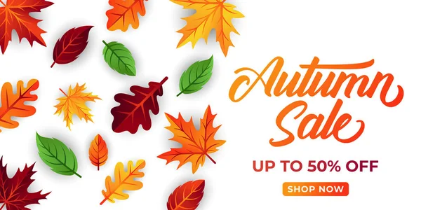 Herbst Verkauf Hintergrund Vektor Mit Dekorativen Blättern Autumn Sale Vector — Stockvektor