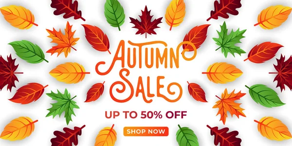 Otoño Venta Vector Fondo Con Hojas Decorativas Otoño Venta Vector — Archivo Imágenes Vectoriales