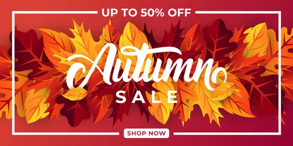 Herbst Verkauf Hintergrund Vektor Mit Dekorativen Blättern Autumn Sale Vector — Stockvektor