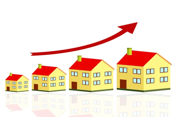 Wachstumsdiagramm Für Den Eigenheimverkauf Anstieg Der Immobilienpreise Anstieg Der Häuserpreise — Stockfoto