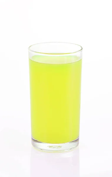 Glas Citronsaft Isolerad Vit Bakgrund — Stockfoto