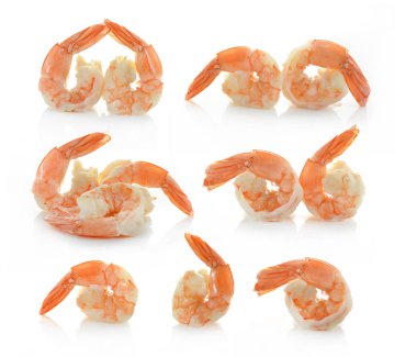 Beyaz arkaplanda karides izole edildi