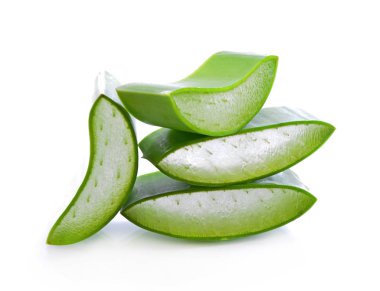 aloe vera izole taze yaprak beyaz arka plan