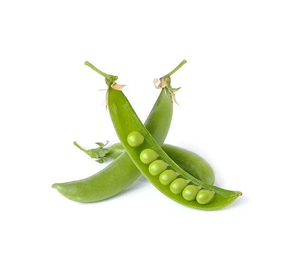 Guisantes Verdes Frescos Aislados Sobre Fondo Blanco —  Fotos de Stock