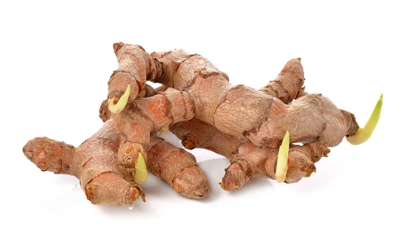 Curcuma Fresca Isolata Fondo Bianco — Foto Stock