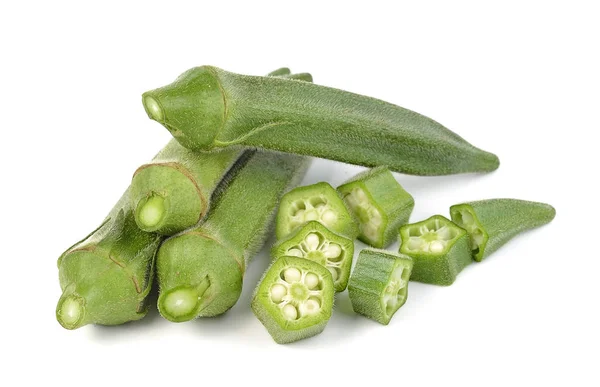 Okra Isolato Sfondo Bianco — Foto Stock