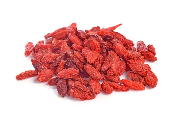 Bacche Goji Essiccate Isolate Sfondo Bianco — Foto Stock