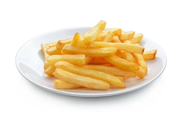 Potatoes Fries Plate Isolated White Background — Stock Photo, Image