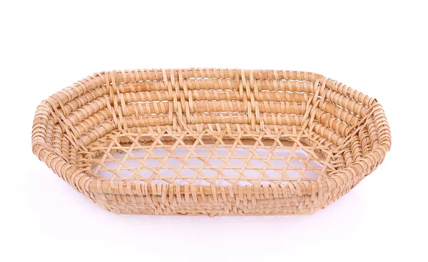 Vintage Weave Wicker Basket Isolated White Background — Stock Photo, Image