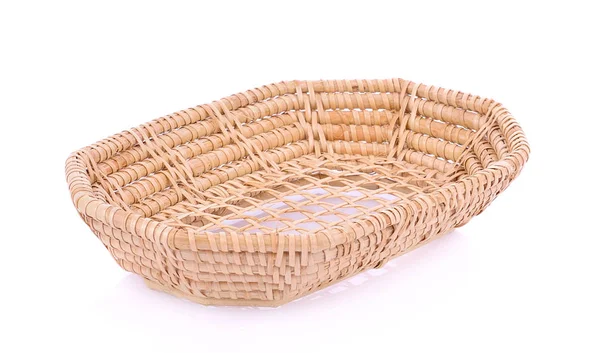 Vintage Weave Wicker Basket Isolated White Background — Stock Photo, Image