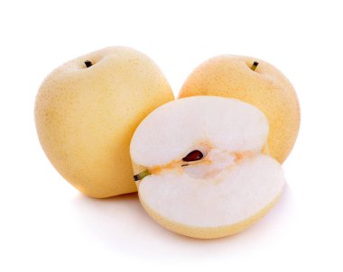 Beyaz arka planda Asya armut meyve