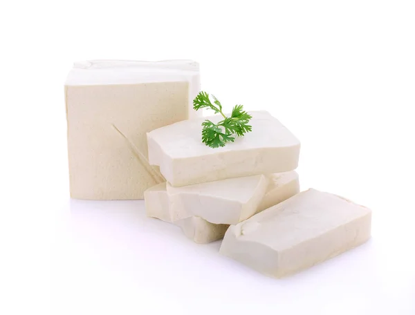 白い背景に分離されたキューブ豆腐 — ストック写真