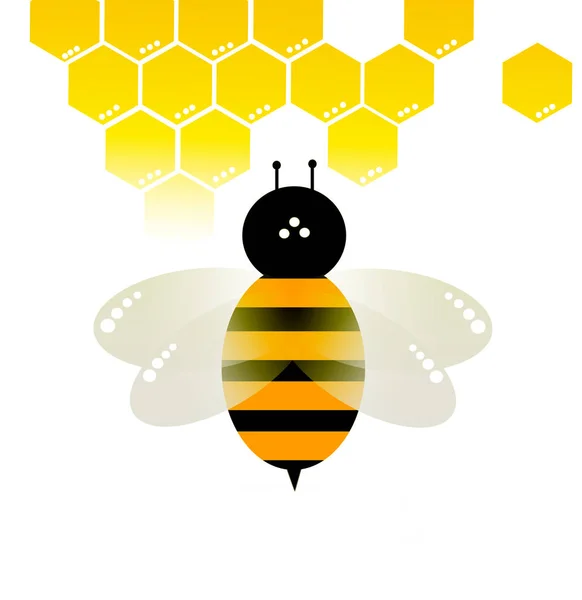 Bee Vektor Bílém Pozadí — Stock fotografie