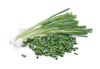 Onion leaves on white background clipart