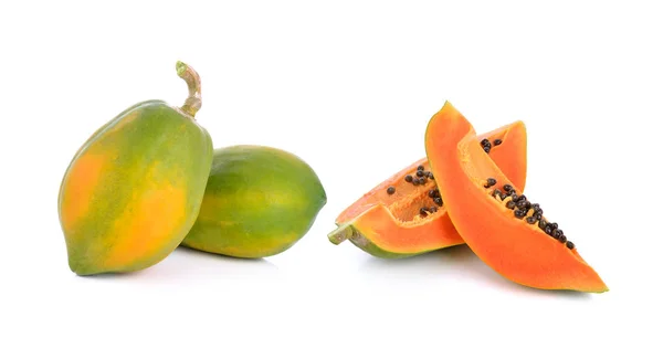 Rijp Papaya Geïsoleerd Een Witte Achtergrond — Stockfoto